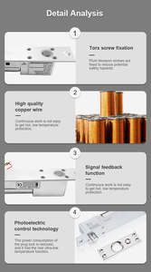Verrou électrique à pêne dormant Vians <span class=keywords><strong>de</strong></span> haute qualité 12V en cuivre pur avec retour LED et temporisation - Product Image 3