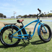 Vélo électrique en alliage OEM de 26 pouces, Hummer à 7 vitesses et gros pneus, Beach Cruiser E, vélo électrique de 15Ah avec capteur au lithium 52V
