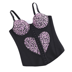 Women Overbust <strong>Corset</strong> <strong>Tops</strong> Vest Fashion Pink Leopard Print Heart <strong>Pattern</strong> Bustier <strong>Top</strong> Adjustable Strap Burlesque Lingerie - Product Image 3