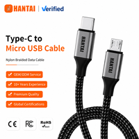 Kabel USB Type-C Micro USB Nylon Kepang Tahan Lama Merek HANTAI Bersertifikasi CE Garansi 1 Tahun Pengisian Cepat Transfer Data untuk PS4