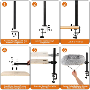 Cat <b>Desk</b> Bed 360° Rotating Height Adjustable Nest Hammock for <b>Small</b> Cats Indoor Office <b>Table</b> Clamp Space Save Kitten <b>Desk</b> Beds - Product Image 5