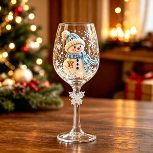 Lanterne en verre artistique, gobelet de Noël, fête de fin d'année, flocon de neige rouge, pour la maison et le bureau, support pour tasses et mugs, vente en gros - Product Image 2