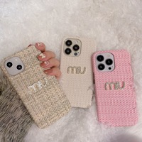 Nouvel Design Mignon Styles Ins Motif Tressé M Diamant Texture Mate Coque de Téléphone Portable Antichoc