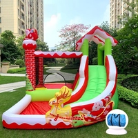 Château gonflable à thème avec toboggan et piscine, idéal pour les fêtes intérieures et extérieures – Vente flash