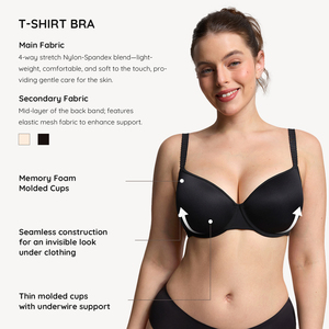 <span class=keywords><strong>Soutien</strong></span>-<span class=keywords><strong>gorge</strong></span> push-up sans couture <span class=keywords><strong>invisible</strong></span> pour femme, couvrant entièrement la poitrine, respirant, avec armatures, grande taille, doux, type T-shirt, vente chaude - Product Image 2
