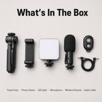 Kit vidéo AY-49 pour débutants en vlogging, smartphone, lumière LED, microphone, trépied, mains libres, blog, YouTube, caméra, kit de vlogging de voyage
