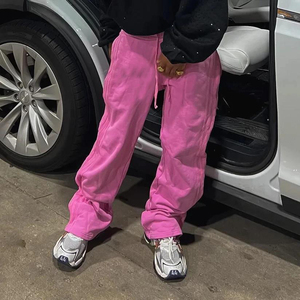 Il produttore produce <span class=keywords><strong>pantaloni</strong></span> della tuta a vita doppia stile rosa 1000% <span class=keywords><strong>pantaloni</strong></span> della tuta a zampa larga a righe di alta qualità - Product Image 2