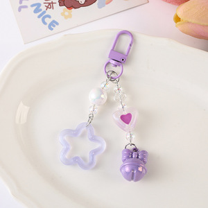 Creative Hollow Star Acrylic Plastic Keychain Cute Charm <b>Key</b> Ring Handbag <b>Lanyard</b> Accessories Car Hanging Trinket - Product Image 4