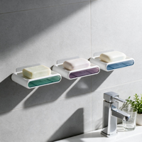Boîte à savon en plastique drainable murale sans perçage, brevetée, pour le rangement du savon pour les mains et du savon de bain dans la salle de bain