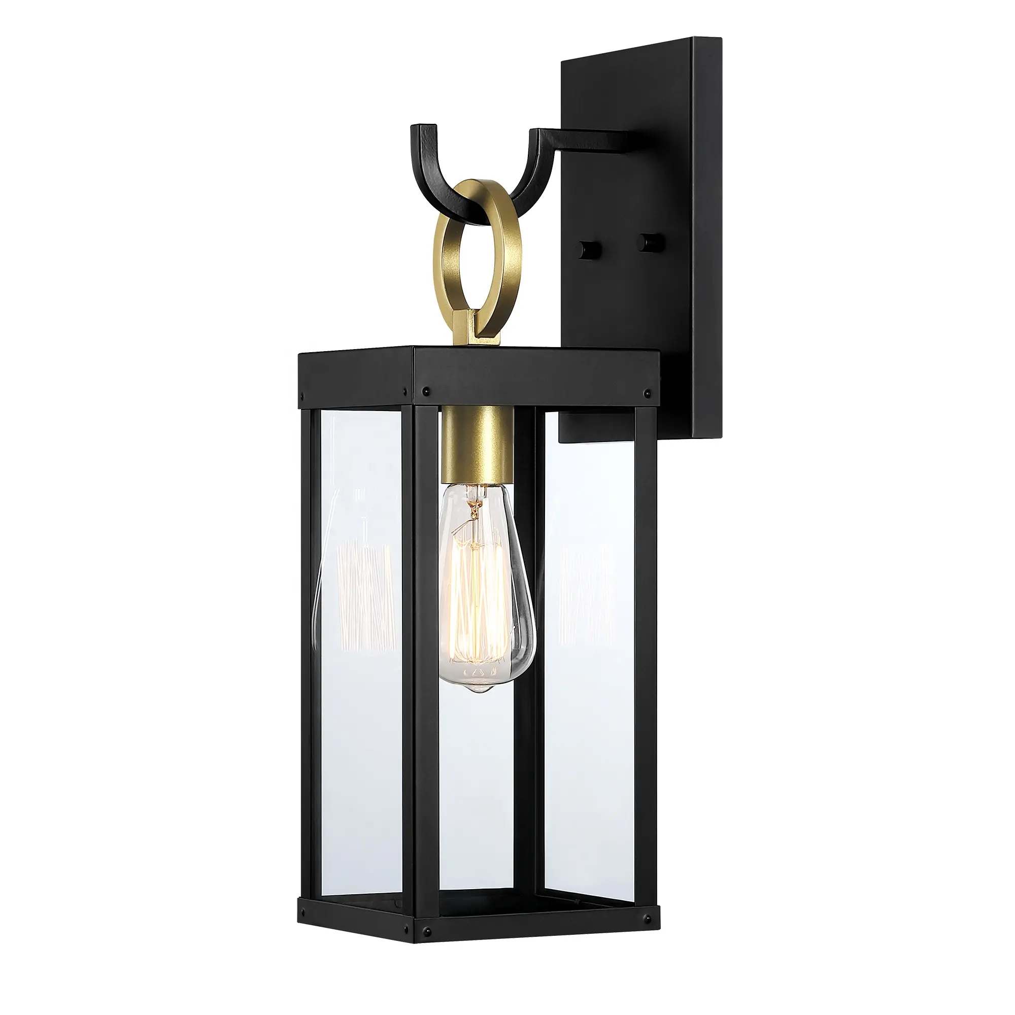 Wall light outdoor clear glass Waterproof Wall Lights black Indoor lantern glass wall light indoor farmhouse and home