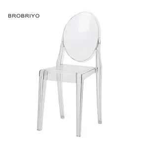 Günstiger Preis großer Rücken Party Kristall Kunststoff moderne Hochzeits bar transparent klar Acryl Ghost Dining Chair