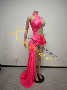 Ocstrade Groothandel Op Maat Gemaakte Kleding Fabrikant Bulk Strass Roze Mini Clubjurk Elegant Zomer Casual Bodycon Party Mode - Product Image 5