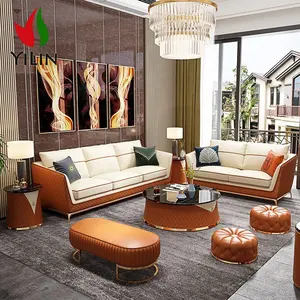 A05批发商沙龙完成En Cuir长沙发皮革沙发便宜3件分段沙发套装用于客厅定制家具
