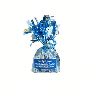 Ancre lestée en plastique bleue Party Love pour maintenir les ballons en place lors des fêtes d'anniversaire - Product Image 1