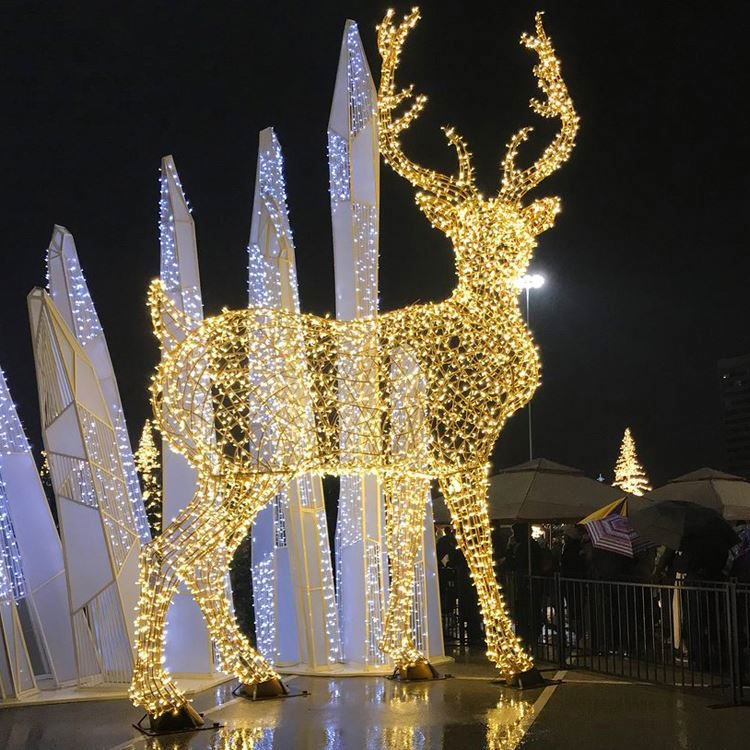 Holiday Decoration Outdoor Waterproof Large Christmas Reindeer Motif Light Custom 3D Decoration Reindeer Light