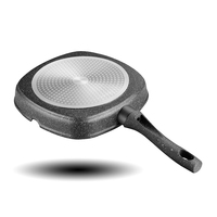 Poêle à frire de haute qualité, robuste, personnalisée, en aluminium moulé, avec revêtement antiadhésif, pour grillades de steaks, compatible avec les plaques à induction