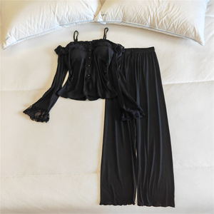 Pyjama long à manches longues pour femme, coupe ample, sexy, respirant, séchage rapide, avec coussinets de poitrine intégrés – Nouvelle collection Printemps-Été-Automne – Vente Flash - Product Image 6