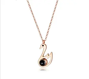 High quality projection jewelry wholesale swan pendant fashion necklace couple wedding memory projection necklace