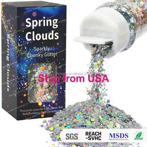 4 couleurs, 57g/2oz, paillettes holographiques argentées pour paillettes de sirène, pour l'artisanat, la résine, l'art des ongles <span class=keywords><strong>et</strong></span> la peinture décorative DIY - Product Image 1