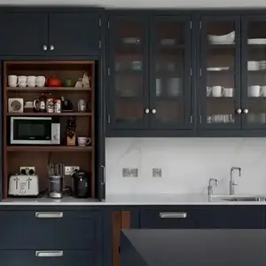 2023 Kitchen Cabinet Design luxury Modern China Furniture Factory Wood Door Table Island Custom Kitchen Cabinet with Glass Door
