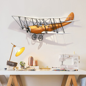 Decoración de pared de avión, <span class=keywords><strong>estilo</strong></span> <span class=keywords><strong>Industrial</strong></span>, decoraciones para el hogar, artesanía de hierro, 3D - Product Image 5