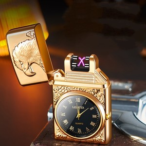 Encendedor USB sin Llama de Aleación de Zinc con Diseño de Velero, Indicador de Batería y Reloj, Venta al por Mayor - Product Image 1