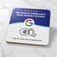 Cliquez pour consulter le support d'affichage NFC carré pour avis Google, carte de commentaires personnalisée en PVC pour les clients (convient aux petites entreprises)
