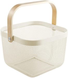 Organisateur de <span class=keywords><strong>cuisine</strong></span> multicolore <span class=keywords><strong>Rangement</strong></span> suspendu pour les fruits et légumes en acier maillé Poignée en bois et bambou Récipient de stockage des aliments - Product Image 6