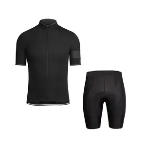 OEM-ropa de ciclismo de manga corta para hombre, conjunto de pantalones cortos con pechera, Jersey de ciclismo personalizado, color negro