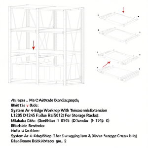 Plan de travail Fami System Ar à 4 bords avec extension télescopique L1205 D1245 Bleu RAL5012 pour étagères de rangement - Product Image 3