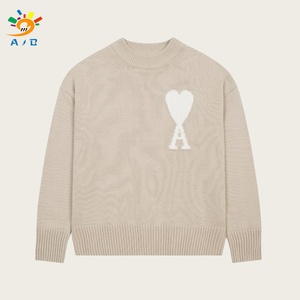 Maglione Casual Morbido da <span class=keywords><strong>Donna</strong></span> con Etichetta Personalizzata, Motivo a Cuore, Antirughe, Traspirante, in <span class=keywords><strong>Cotone</strong></span>, Collo a V, Maniche Lunghe - Product Image 4