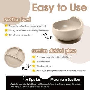 BPA miễn phí Silicone bé bộ đồ ăn đặt trẻ sơ sinh Quà tặng trẻ em sản phẩm ăn uống với tấm bát muỗng - Product Image 4