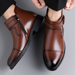 Botas de Invierno para Hombre, Estilo Chelsea, de Piel Genuina, Oxford, Casuales/Formales, Ligeras, Transpirables, Antideslizantes, con Suela Plana de Goma Suave - Product Image 5
