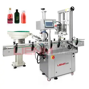 LIENM Automatic Bottle Screw Capping Machine For Pet Plastic Bottles Glass Bottles Capping Machine With Cap Feeder
