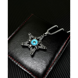 Collier de personnalité rétro de mode avec pendentif en acier <span class=keywords><strong>pentagramme</strong></span> nouveau Design Devil's Eye chaîne en forme de croix diamant Zircon parties - Product Image 3