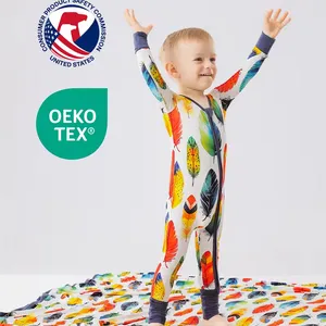 Özel bambu kumaş bebek Romper bebek aktif dijital baskı Zippy pijama pijama özel Logo etiketi Onesie giyim onsie