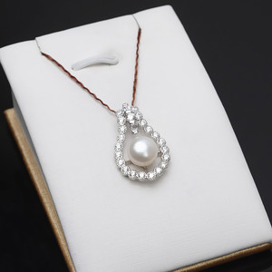 Colgante de Plata de Ley S925 con Perla, Estilo Coreano, para Collar DIY, con Incrustaciones de Diamantes - Product Image 1