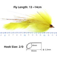 # Leurre de pêche à la mouche 2/0 Bunny Tail Streamer avec tête masquée et yeux de poisson 3D en époxy pour eau salée, pour la pêche au bar, au brochet, au musky et au steelhead