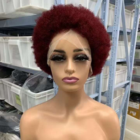 Vente en gros Perruque frisée coupe courte afro bouclée perruques fabriquées à la machine Perruques courtes en cheveux humains de couleur naturelle pour femmes noires