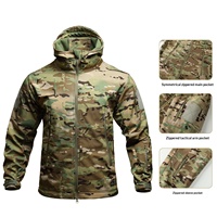 Ensemble de veste softshell et hardshell d'hiver à capuche, coupe ample, doublé polaire, à fermeture éclair, tactique, camouflage, best-seller transfrontalier