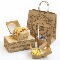 Vente en gros d'emballages alimentaires en papier kraft personnalisés pour la livraison de plats à emporter, la restauration, la vente au détail, boîtes et sacs