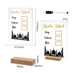 Cadeaux de compte à rebours pour le jour islamique du Suhoor et de l'Iftaar, ornement de table musulman pour le Ramadan, calendrier réutilisable en acrylique Ramadan Mubarak - Product Image 5