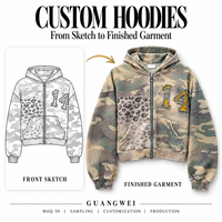 Veste à capuche zippée personnalisée en coton French Terry délavé à l'acide, motif camouflage, coupe ample et oversize, style streetwear unisexe, vente en gros
