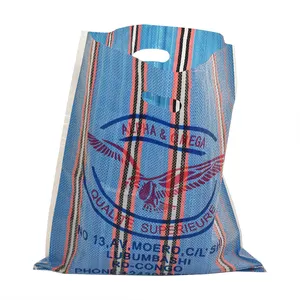 Congo market hot sale D cut pp woven sacks bags plastic shopping bag with calendar printed