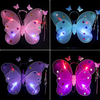 Robe d'ange néon de Noël avec ailes lumineuses en tissu, accessoires de dos pour filles, ailes de fée d'Halloween