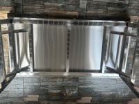 Table de préparation commerciale pliante en acier inoxydable personnalisée, revêtement en poudre de qualité alimentaire, capacité de charge de 300 kg/m, durable pour la cuisine