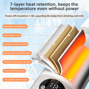 Draadloze elektrische draagbare 500ml USB-waterkoker pasteurisatie 316L roestvrij staal babyvoeding melkwarmer voor reizen, thuis en hotel - Product Image 3