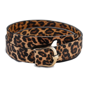Cintura con Stampa Leopardata 4,5 Cm con Fibbia Metallica Avvolta, Cintura da Donna alla Moda - Product Image 1