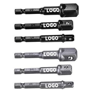 Набор переходников для дрели (3 шт.): адаптер для шестигранного хвостовика 1/4 дюйма на квадратный хвостовик 1/4, 3/8, 1/2 дюйма для сверл и отверток - Product Image 1