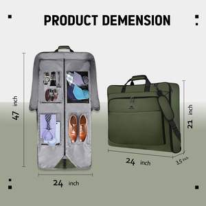 Échantillon gratuit, housse de costume pliable personnalisée en tissu non tissé, sac à vêtements, logo personnalisé, housse de costume pour robe, emballage avec fenêtre transparente - Product Image 3